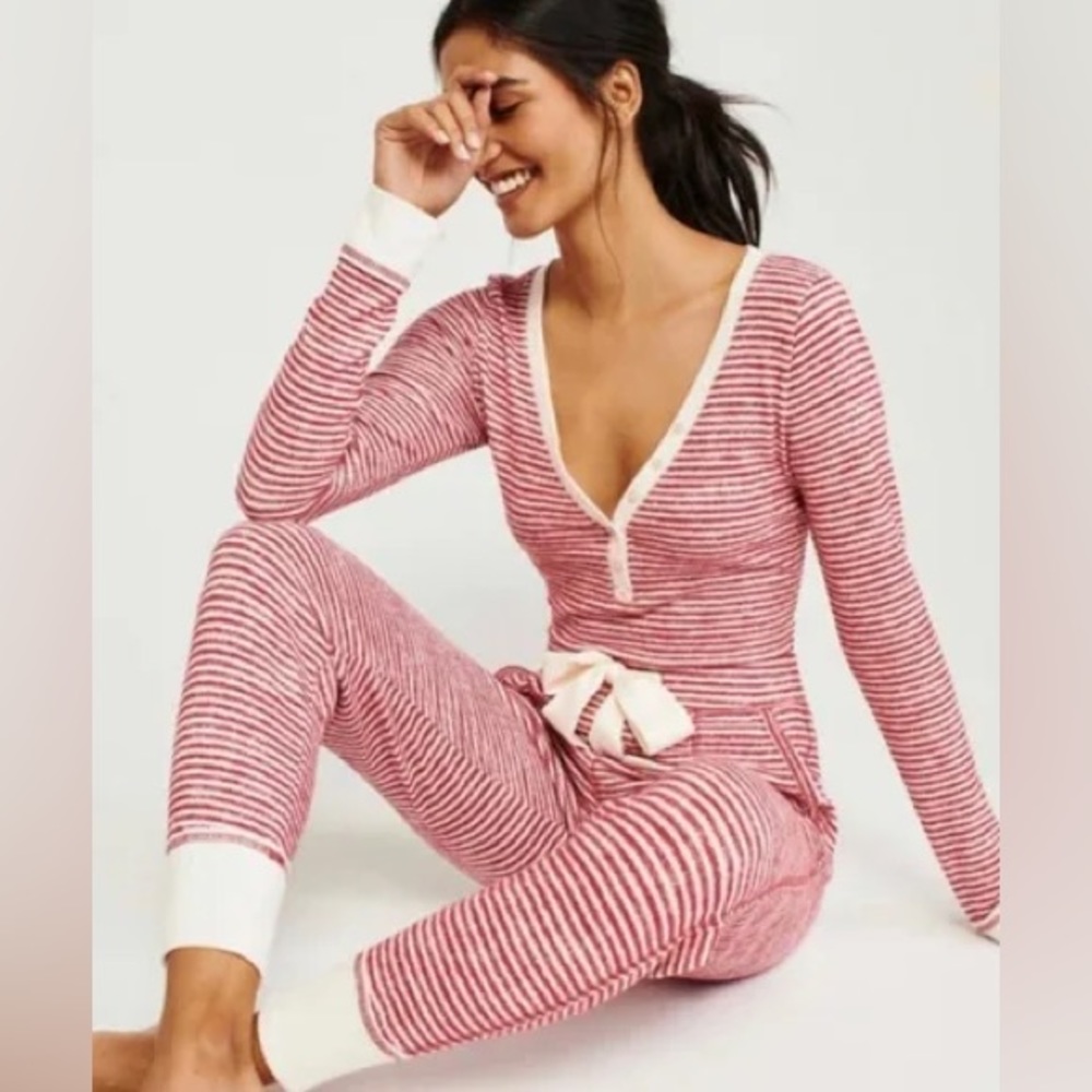 Abercrombie and Fitch Red Striped Pajama Set